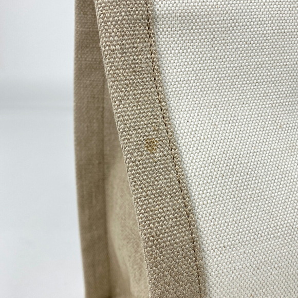 Saint Laurent Rive Gauche Tote Bag Logo Handbag Canvas Beige Black - Picture 4 of 10